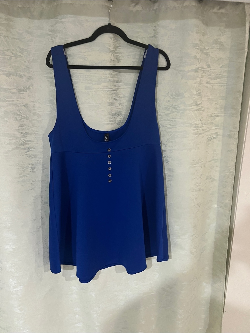 Allegra K Royal Blue Scoop Neck Tank with Front Buttons